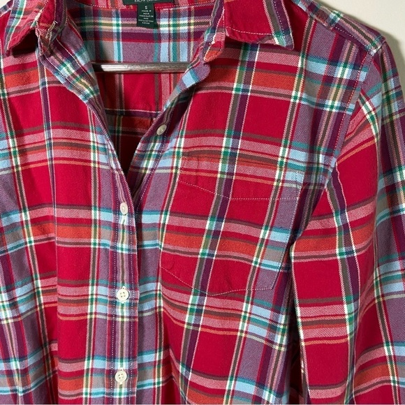 Lauren Jeans Ralph Lauren Boyfriend Plaid Button Down Cotton Red Size Small - Picture 4 of 6